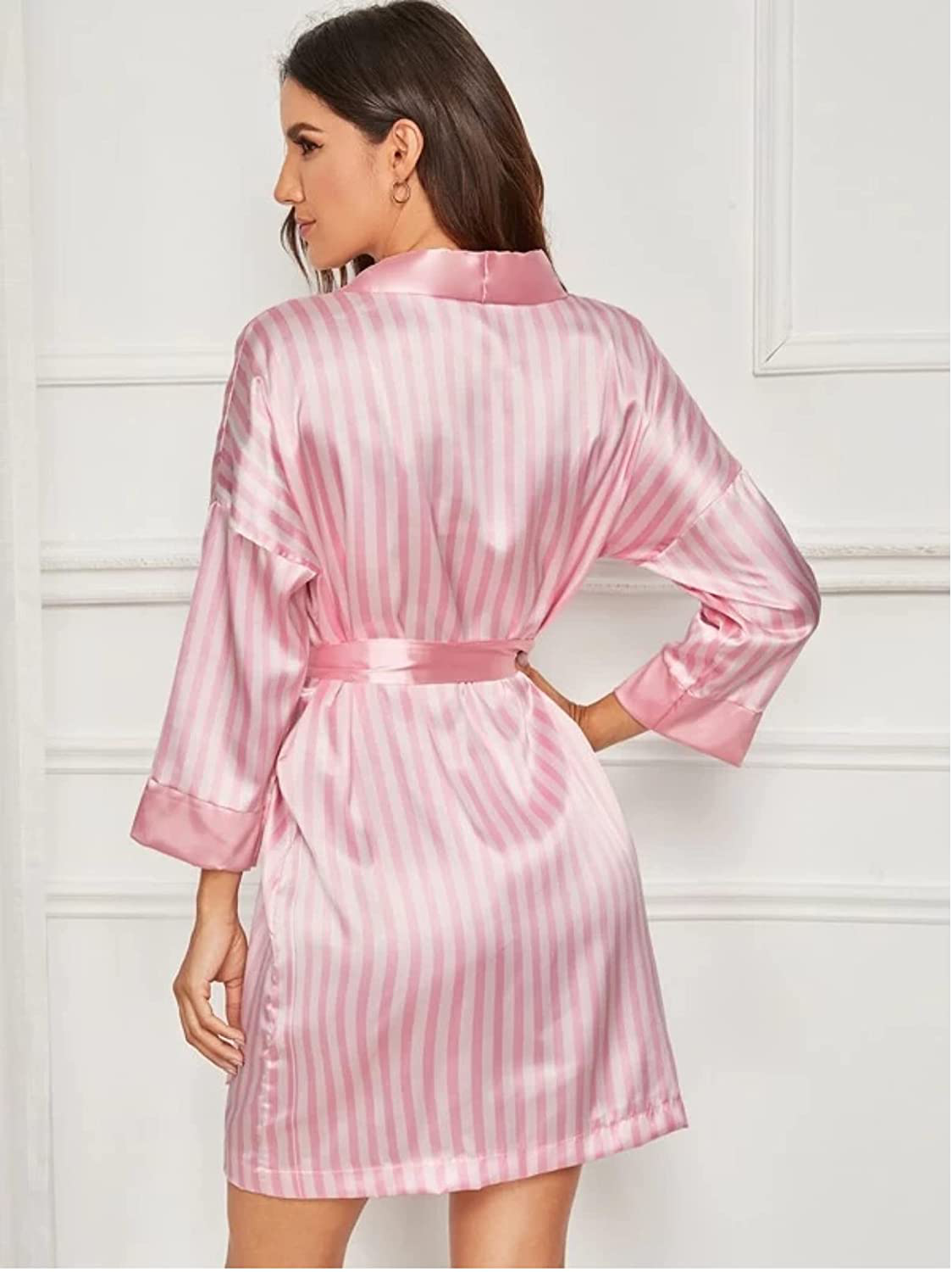 Floerns Women'S Bridesmaid Satin Kimono Oblique V Neck Bathrobe Robes Apparel & Accessories > Clothing > Sleepwear & Loungewear > Robes Floerns   