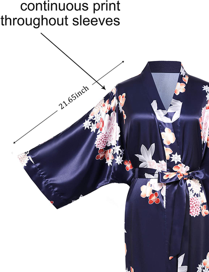 BABEYOND Long Kimono Robe plus Size Floral Satin Robes plus Size Kimono Cover up Loose Cardigan Top Bachelorette Party Robe Apparel & Accessories > Clothing > Sleepwear & Loungewear > Robes KYLIE MAX   