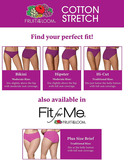 Fruit of the Loom Women'S Cotton Stretch Panties (Regular & plus Size) Apparel & Accessories > Clothing > Underwear & Socks > Underwear Fruit of the Loom   
