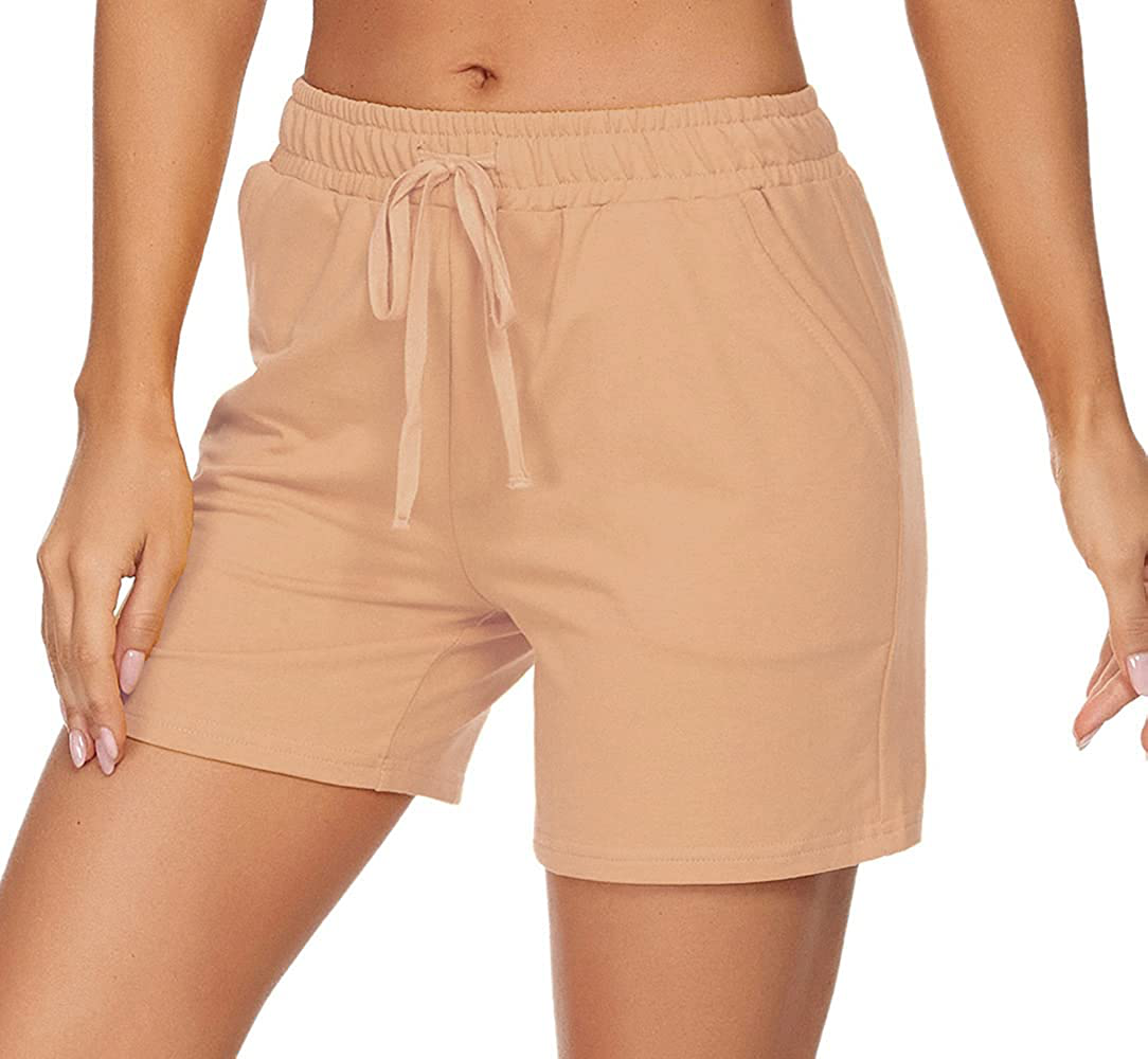 Tandisk Women'S 5" Casual Jersey Cotton Shorts Lounge Yoga Pajama Walking Shorts with Pockets Activewear Apparel & Accessories > Clothing > Shorts Kylie Max   