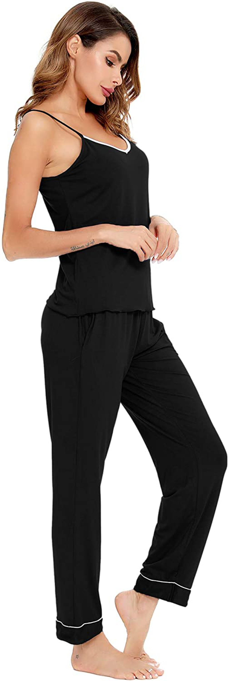 SWOMOG Women'S Pajama V-Neck Cami Pajama Set Two Piece Sleepwear Spaghetti Strap Sleeveless Nightwear Apparel & Accessories > Clothing > Sleepwear & Loungewear Kylie Max   