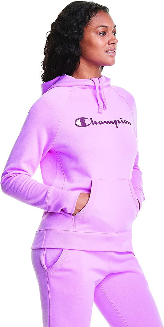 Champion Women'S Classic Script Logo, Powerblend Fleece Hoodie Apparel & Accessories > Clothing > Activewear Kylie Max   