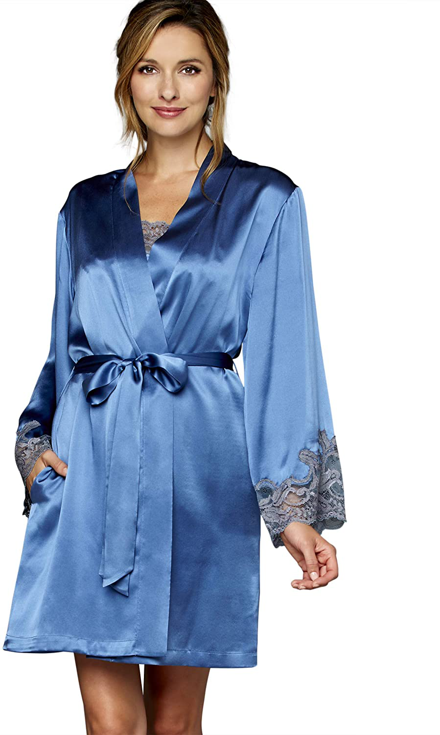 Julianna Rae Women'S Moonlight Serenade Silk Short Robe, Lingerie, Beautiful Gift Packaging Apparel & Accessories > Clothing > Sleepwear & Loungewear > Robes Julianna Rae Serenade X-Small 
