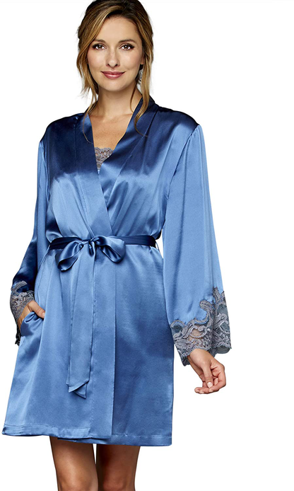 Julianna Rae Women'S Moonlight Serenade Silk Short Robe, Lingerie, Beautiful Gift Packaging Apparel & Accessories > Clothing > Sleepwear & Loungewear > Robes Julianna Rae Serenade X-Small 