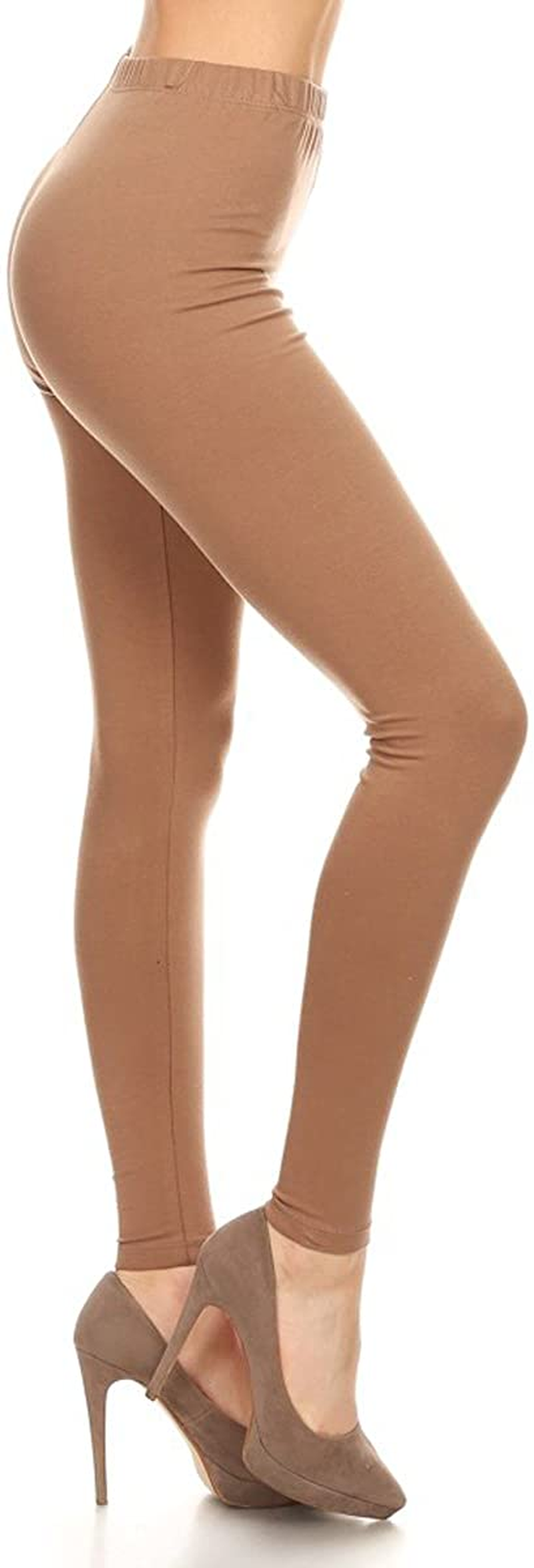 Leggings Depot Cotton Women'S Premium Quality Ultra Soft Solid Leggings Apparel & Accessories > Clothing > Underwear & Socks > Shapewear LEGGINGS DEPOT Cotton-mocha Medium 
