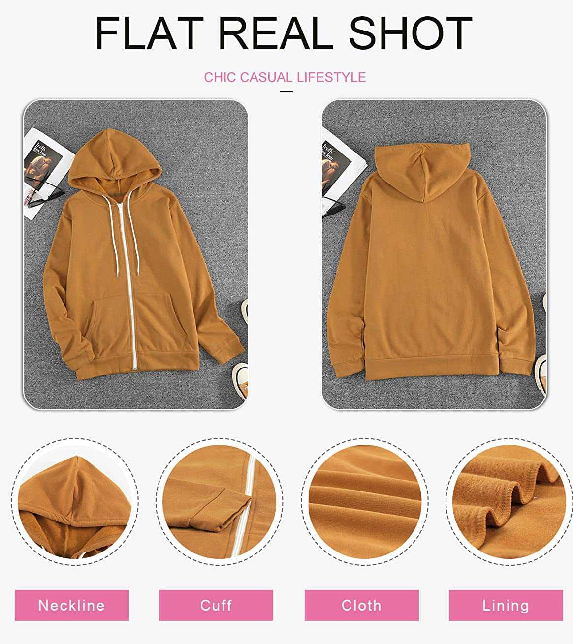Dokotoo Women'S Full Zip up Hoodie Long Sleeve Hooded Sweatshirts Pockets Jacket Coat for Women Apparel & Accessories > Clothing > Activewear Kylie Max   