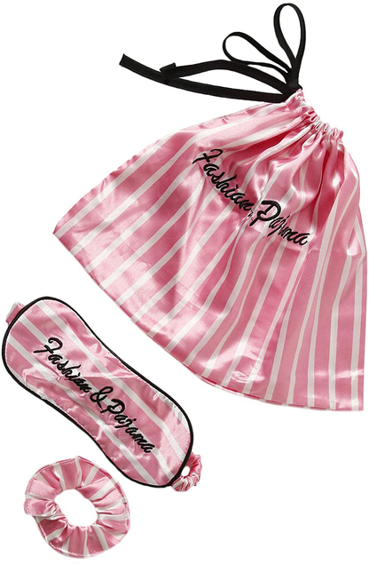 DIDK Women'S Satin 7Pcs Pajama Set Cami Pjs with Shirt and Eye Mask Sleepwear Apparel & Accessories > Clothing > Sleepwear & Loungewear Kylie Max   