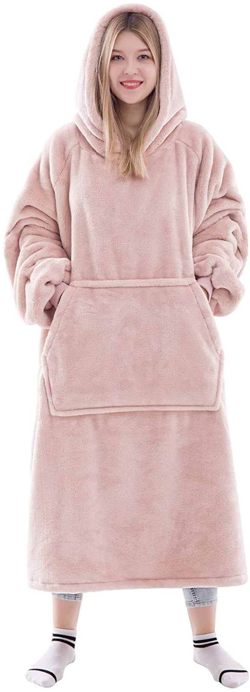 Waitu Wearable Blanket Sweatshirt for Women and Men, Super Warm and Cozy Giant Blanket Hoodie, Thick Flannel Blanket with Sleeves and Giant Pocket - Dark Gray Arts & Entertainment > Party & Celebration > Gift Giving Waitu C Adult 