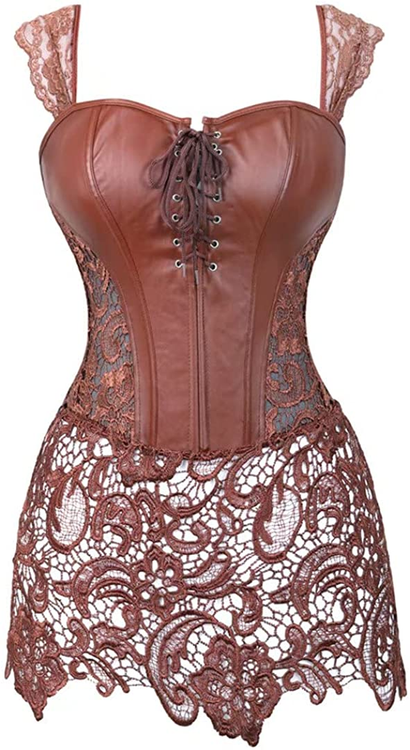 Leather Corsets for Women Bustier Lingerie Top Punk Rock Waist Cincher Basque Halloween Costume Apparel & Accessories > Clothing > Underwear & Socks > Lingerie jutrisujo   