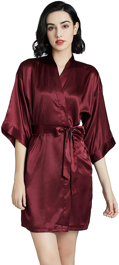Women Bridesmaid Bridal Silk Robes - Short Pure Color Satin Kimono Bathrobes for Women,Wedding Party Getting Ready Robes Apparel & Accessories > Clothing > Sleepwear & Loungewear > Robes Vphom   
