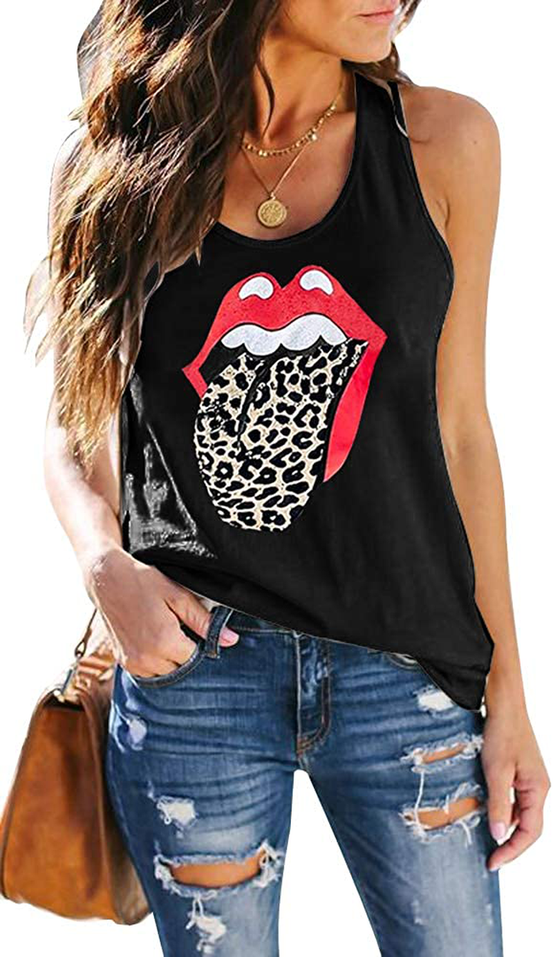 SAUKOLE Women'S Sleeveless Yoga Workout Tank Tops Cute Printed Loose Fit Running Exercise T-Shirt Apparel & Accessories > Clothing > Activewear Kylie Max   
