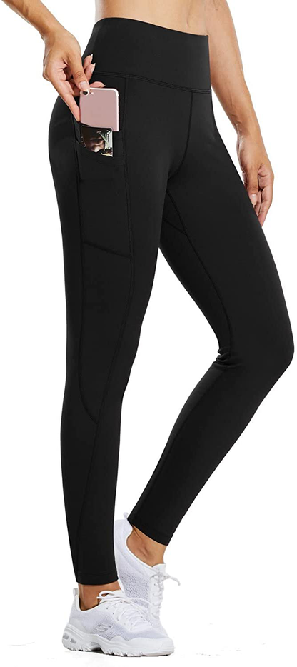 BALEAF Women's Fleece Lined Water Resistant Legging High Waisted Thermal Winter Hiking Running Pants Pockets Apparel & Accessories > Clothing > Activewear BALEAF Black Small 