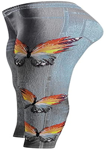 Burband Womens plus Size Stretch Drawstring Stretch Floral Print Jersey Capri Leggings High Rise Skinny Jeans Pants S-5XL Apparel & Accessories > Clothing > Underwear & Socks > Shapewear Burband   