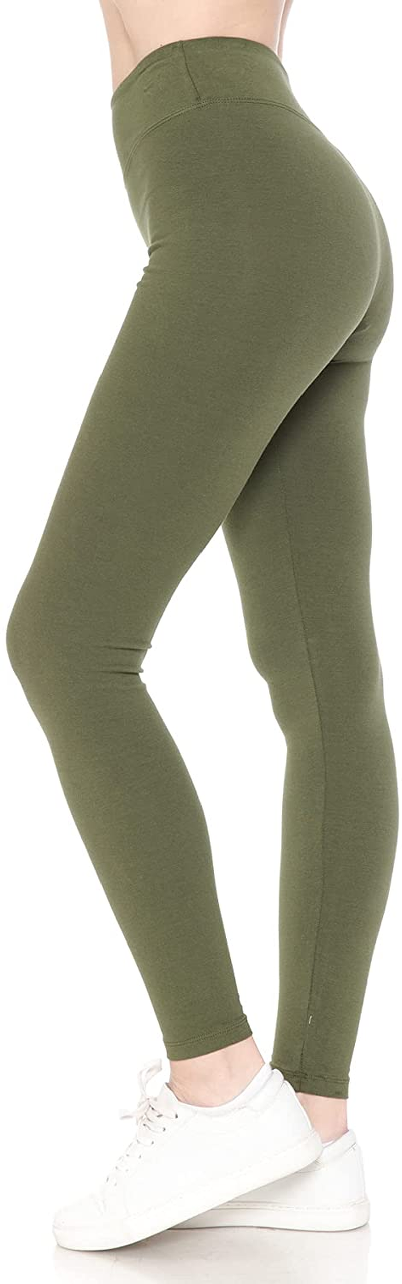 Leggings Depot Cotton Women'S Premium Quality Ultra Soft Solid Leggings Apparel & Accessories > Clothing > Underwear & Socks > Shapewear LEGGINGS DEPOT Cotton-yoga Olive X-Large 