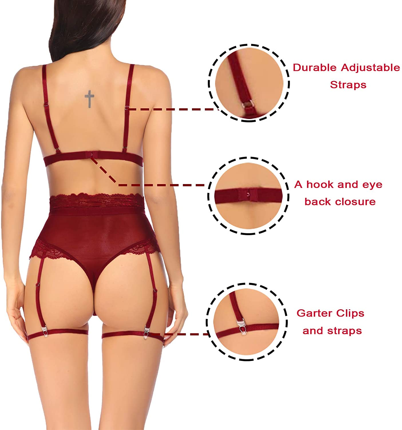 Avidlove Women Lingerie Set with Garter Belts Lace Lingerie High Waist Lingerie Sexy Bra and Panty Set Apparel & Accessories > Clothing > Underwear & Socks > Lingerie Avidlove   