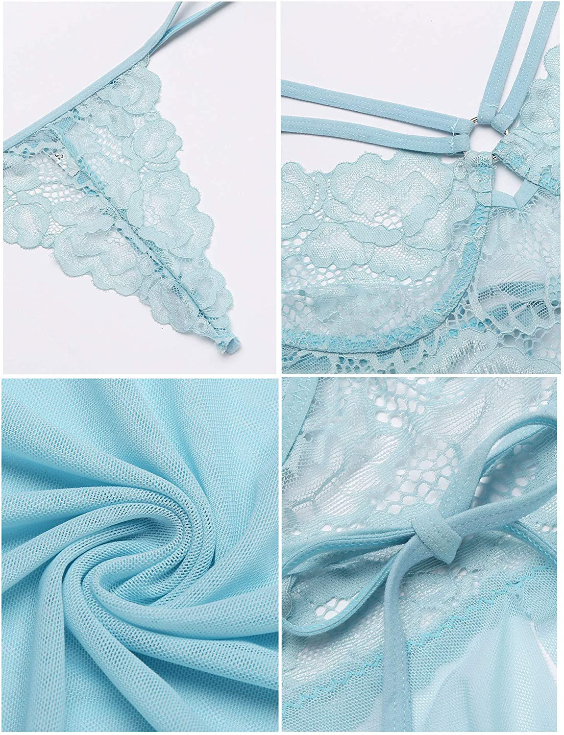 Ekouaer Women Sexy Lingerie Babydoll Lace Nightgown Mesh Chemise Boudoir Nighty White Apparel & Accessories > Clothing > Underwear & Socks > Lingerie Kylie Max   