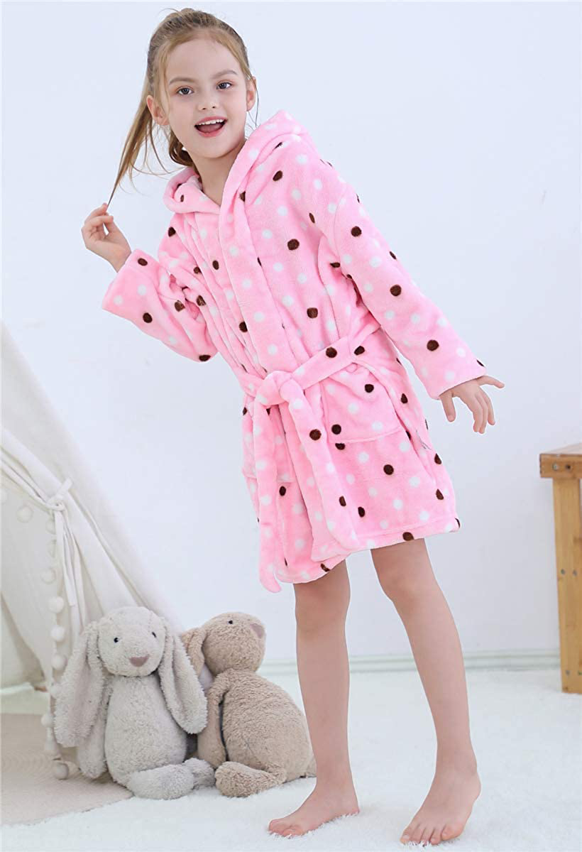 Umeyda Girls Robe,Cute & Fleece Hooded Robe with Belt for Girls, 12 Months - 18 Years Apparel & Accessories > Clothing > Sleepwear & Loungewear > Robes Kylie Max   
