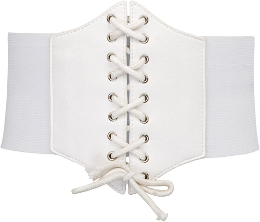 GRACE KARIN Womens Corset Belt Vintage Lace-Up Cinch Elastic Waist Belt Apparel & Accessories > Clothing Accessories > Belts GRACE KARIN White 3X-Large 