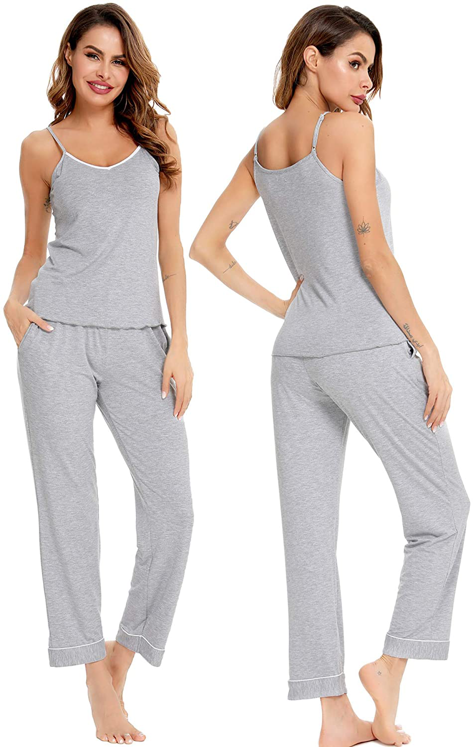 Lecgee Women'S Pajamas Set V-Neck Two Piece Sleepwear Spaghetti Strap Sleeveless Nightwear Apparel & Accessories > Clothing > Sleepwear & Loungewear Kylie Max   