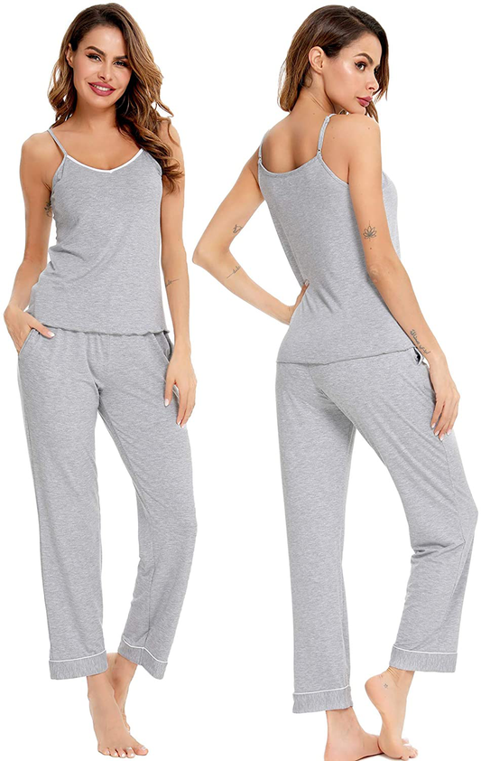 Lecgee Women'S Pajamas Set V-Neck Two Piece Sleepwear Spaghetti Strap Sleeveless Nightwear Apparel & Accessories > Clothing > Sleepwear & Loungewear Kylie Max   