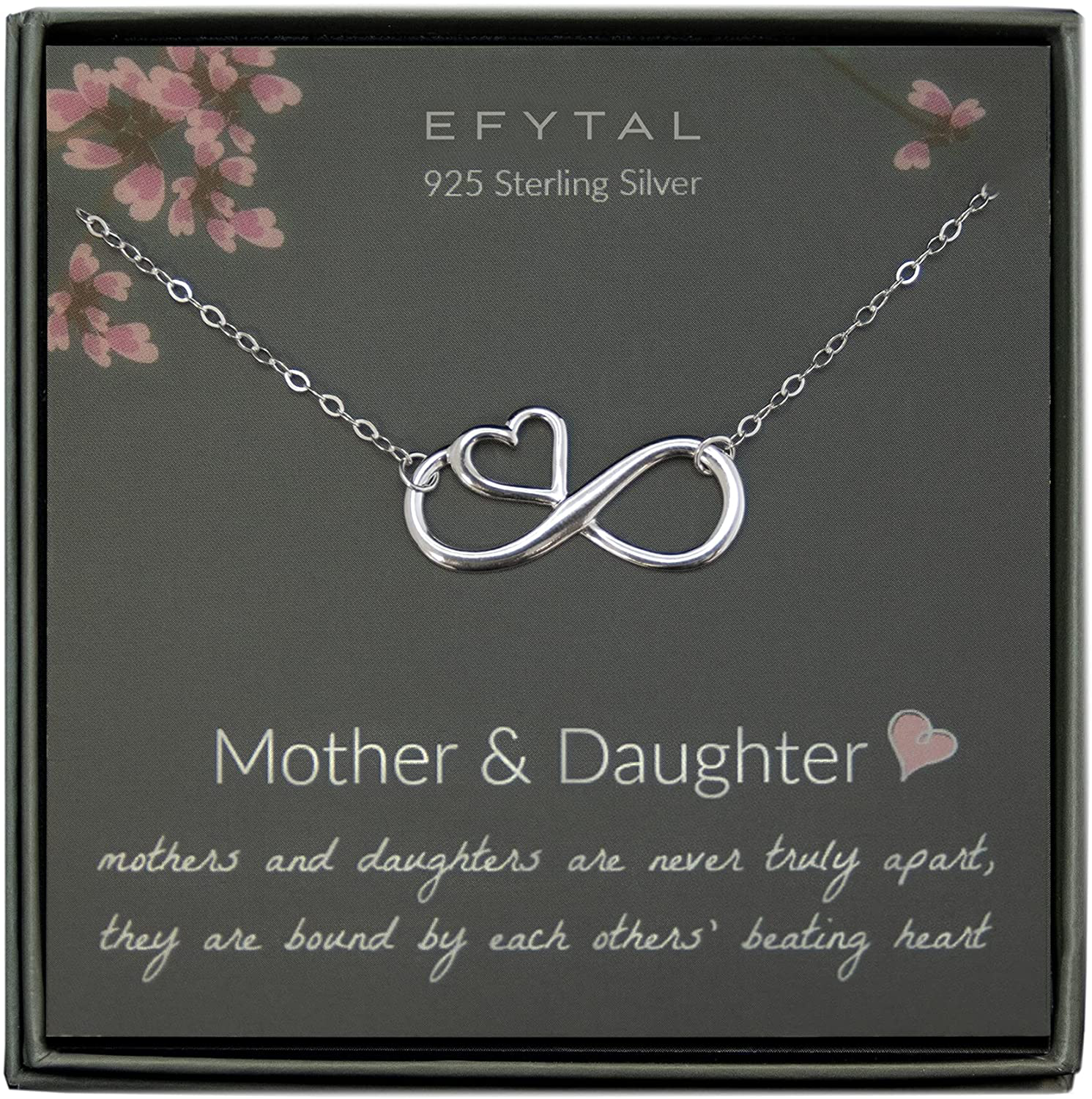 EFYTAL Mom Gifts, 925 Sterling Silver Infinity with Heart Necklace for Mother & Daughter, Mom Necklaces for Women, Best Birthday Gift Ideas, Pendant Mother's Day Jewelry For Her, Mothers Day Arts & Entertainment > Party & Celebration > Gift Giving EFYTAL   