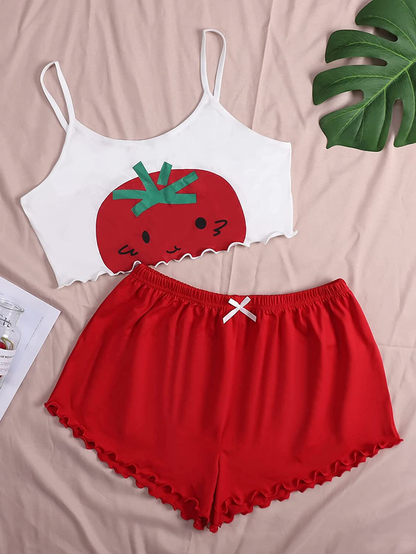 Romwe Women'S Cute 2 Piece Pajama Set Sleeveless Cami Top and Shorts Pj Set Loungewear Apparel & Accessories > Clothing > Sleepwear & Loungewear Kylie Max   