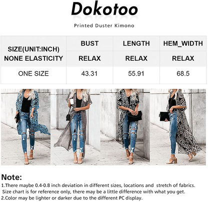 Dokotoo Womens 2022 Fashion Print Kimono Tassel Casual Cardigan Loose Cover Up Apparel & Accessories > Clothing > Swimwear Kylie Max   