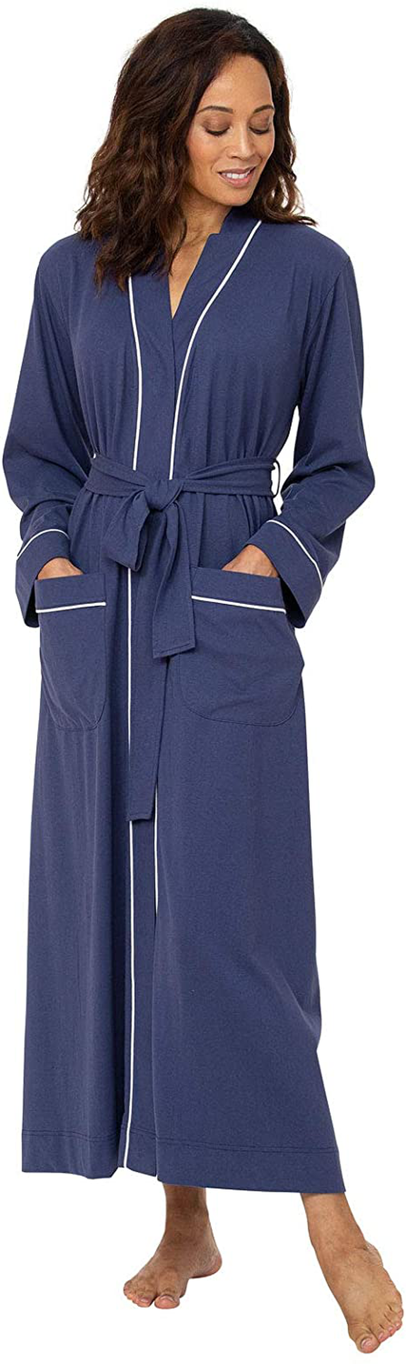 Pajamagram Long Women'S Cotton Robes - Soft Robe Womens Apparel & Accessories > Clothing > Sleepwear & Loungewear > Robes PajamaGram Navy Large 