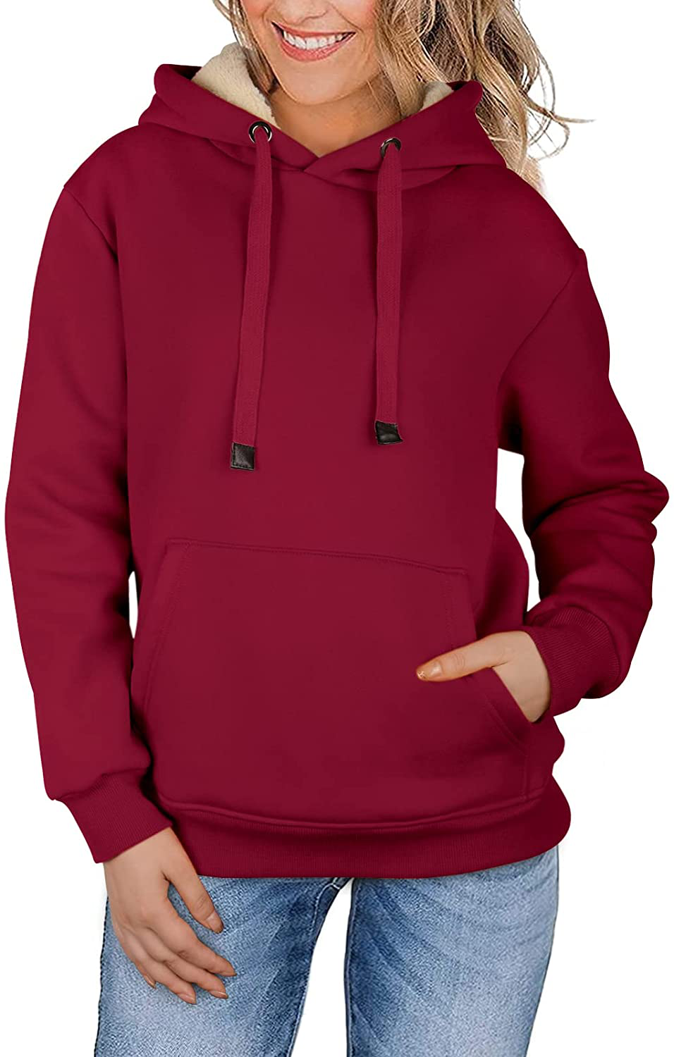 Theast Womens Winter Casual Warm Fleece Sherpa Lined Pullover Hooded Sweatshirt, Hoodies Sweatshirt for Women Apparel & Accessories > Clothing > Activewear Kylie Max   