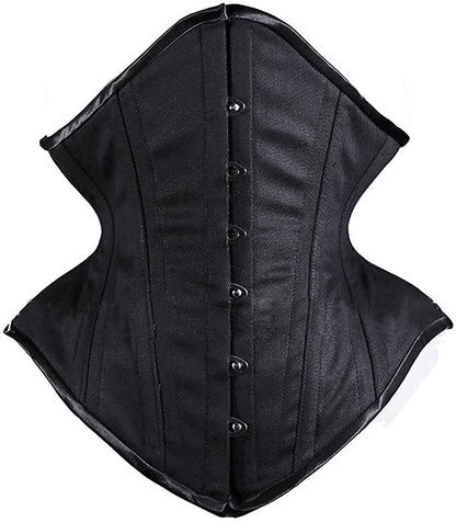 SHAPERX Women'S Heavy Duty Corset Double Steel Boned Waist Trainer Corsets Underbust Body Shaper Apparel & Accessories > Clothing > Underwear & Socks > Lingerie SHAPERX Black (Long Torso) Large 
