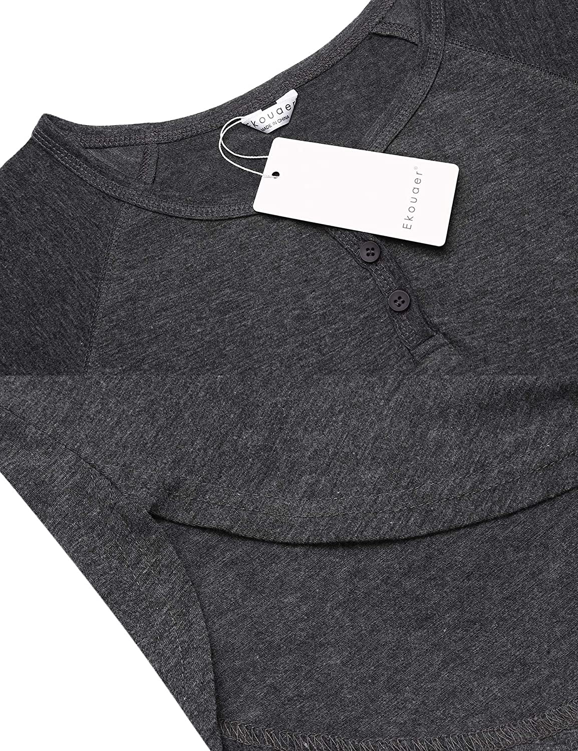 Ekouaer Sleepwear Men'S Nightshirt Short Sleeve Pajamas Comfy Big & Tall Henley Sleep Shirt M-XXXL Apparel & Accessories > Clothing > Sleepwear & Loungewear > Nightgowns Kylie Max   