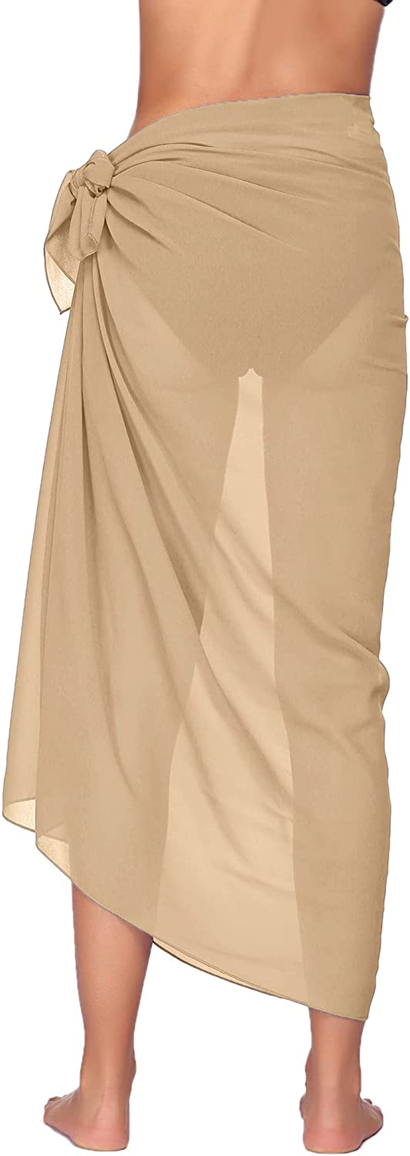 Ekouaer Sarong Swimsuit Coverup for Women Chiffon Long Beach Tie Wrap Skirt Sexy Bikini Sheer Scarf Bathing Suit Bottom Apparel & Accessories > Clothing > Swimwear Kylie Max   