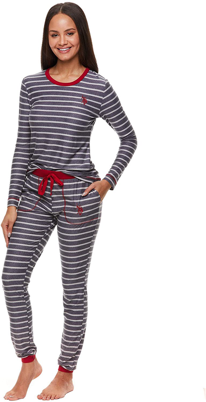 U.S. Polo Assn. Womens Pajamas Set with Pockets - Long Sleeve Shirt and Pajama Pants Loungewear Set Apparel & Accessories > Clothing > Sleepwear & Loungewear > Pajamas U.S. Polo Assn. Charcoal Heather 1 Medium 