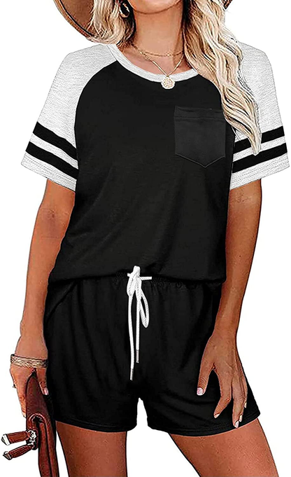 luvamia Women Tie Dye Pajama Sets Long Sleeve Tops and Pants PJ Sets Joggers Loungewear Sleepwear Apparel & Accessories > Clothing > Sleepwear & Loungewear > Pajamas KYLIE MAX Short Shirt and Pants Black Large 