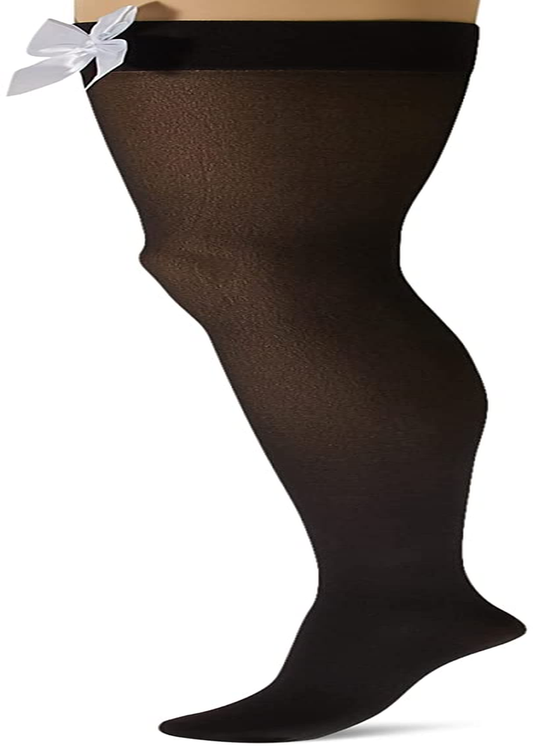 Leg Avenue Women'S Satin Bow Accent Thigh Highs Apparel & Accessories > Clothing > Underwear & Socks > Shapewear Leg Avenue Black/White One Size 