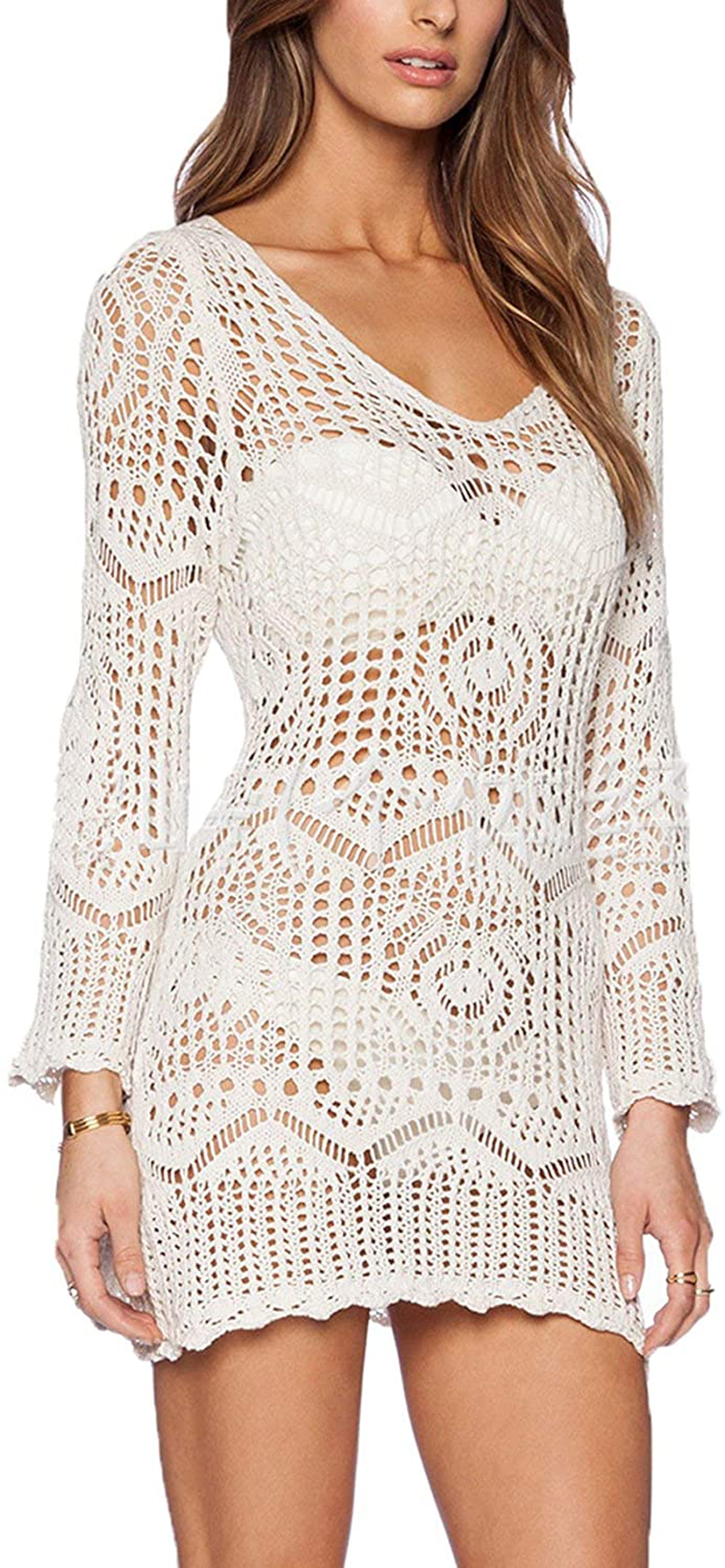 Wander Agio Beach Tops Sexy Perspective Cover Dresses Bikini Cover-Ups Net Coverups Apparel & Accessories > Clothing > Swimwear Kylie Max   