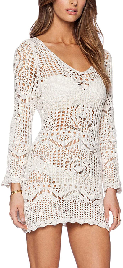 Wander Agio Beach Tops Sexy Perspective Cover Dresses Bikini Cover-Ups Net Coverups Apparel & Accessories > Clothing > Swimwear Kylie Max   