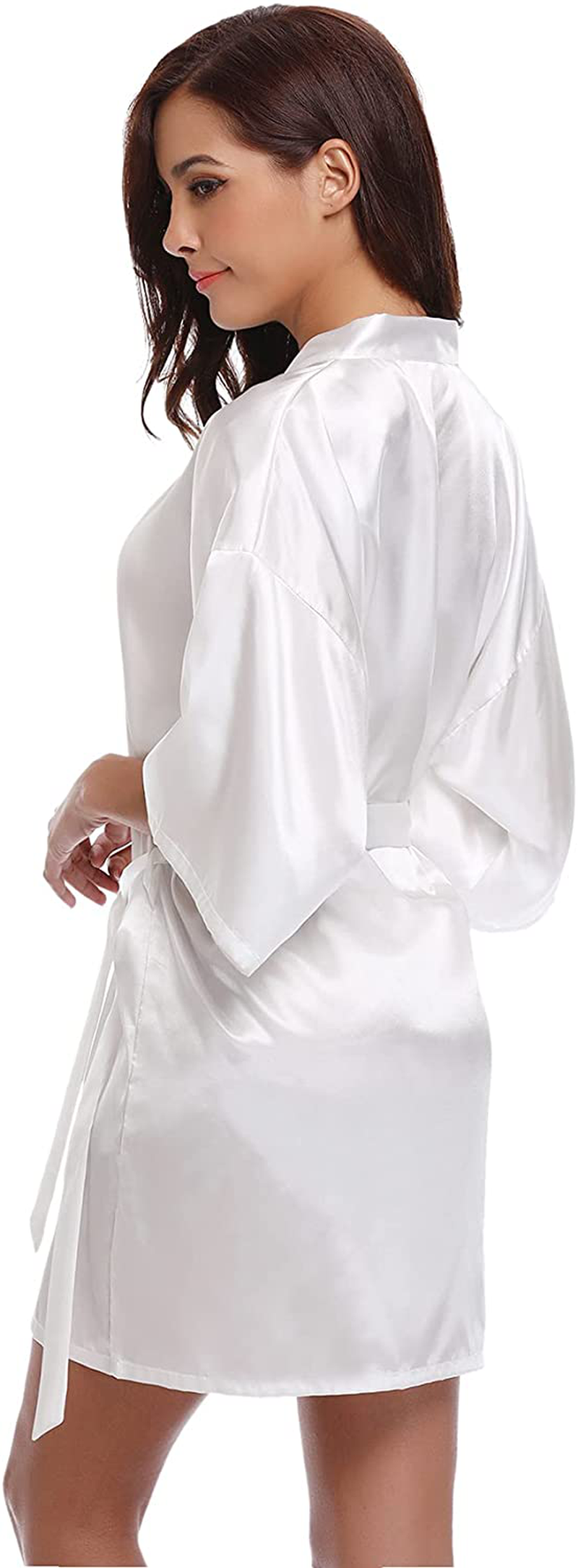 Litherday Women'S Kimono Robe Silk Bathrobe Sleepwear Short Satin Robes for Bridal Bridesmaids Dressing Gown Apparel & Accessories > Clothing > Sleepwear & Loungewear > Robes Litherday   