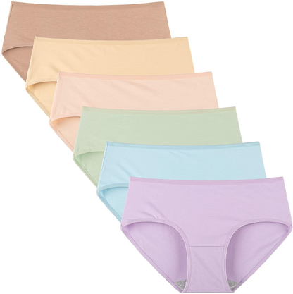 INNERSY Womens Underwear Cotton Hipster Panties Regular & plus Size 6-Pack Apparel & Accessories > Clothing > Underwear & Socks > Underwear INNERSY Bright Basics Small 