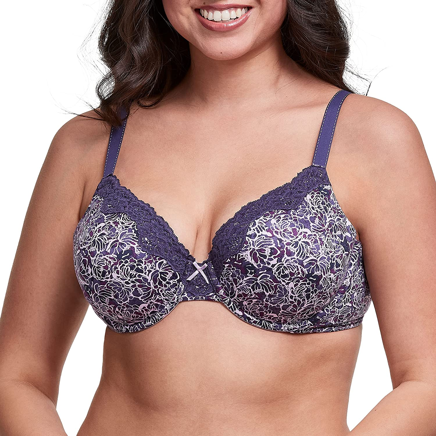 Maidenform Women'S Comfy Soft Full Coverage Underwire Bra 09404 Apparel & Accessories > Clothing > Underwear & Socks > Lingerie Maidenform Batik Blossoms Print/Timeless Purple 36B 