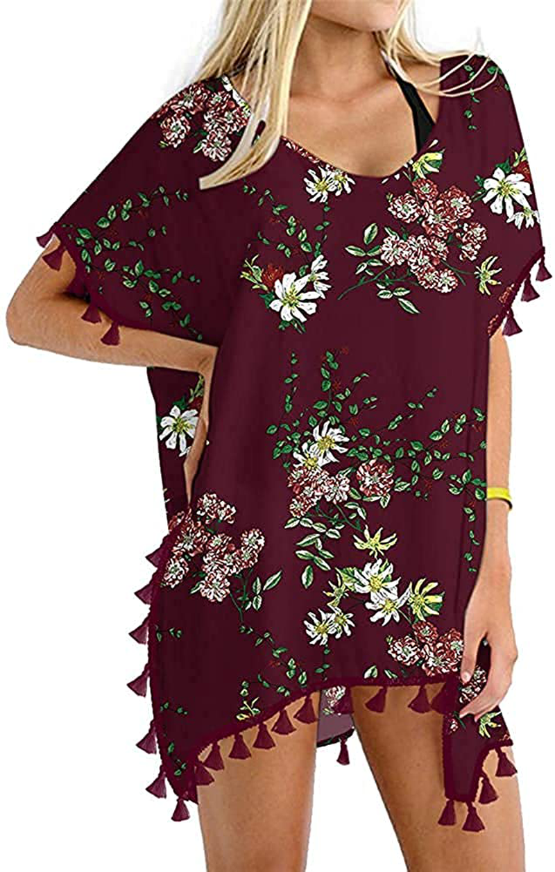 GDKEY Women Chiffon Tassel Swimsuit Bikini Stylish Beach Cover Up Apparel & Accessories > Clothing > Swimwear Kylie Max   