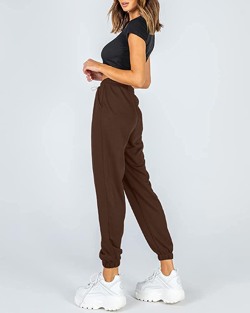 Ezymall Womens Sweatpants Comfy High Waisted Workout Athletic Lounge Joggers Pants with Pockets Apparel & Accessories > Clothing > Activewear Kylie Max   