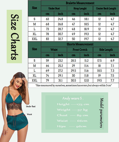 Avidlove Satin Pajama Lingerie Lace Cami Top with Shorts Sexy 2 Piece Sleepwear Apparel & Accessories > Clothing > Sleepwear & Loungewear Kylie Max   