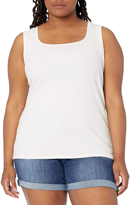 Ruby Rd. Women'S Plus-Size 1X1 Rib Square Neck Sleeveless Tank Apparel & Accessories > Clothing > Activewear Kylie Max   