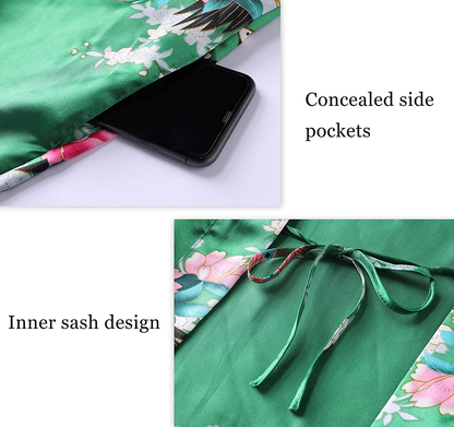 BABEYOND Women'S plus Size Kimono Robe Long Robes with Peacock and Blossoms Printed plus Size Kimono Outfit Apparel & Accessories > Clothing > Sleepwear & Loungewear > Robes KYLIE MAX   