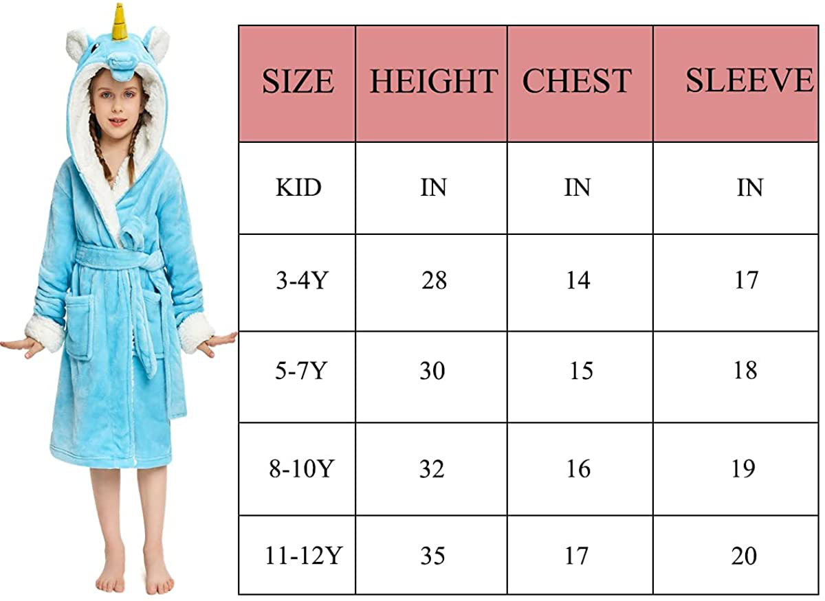 NEWCOSPLAY Girls Robe Soft Hooded Bathrobe Sleepwear Loungewear Gifts for Girls Toddler Kids Apparel & Accessories > Clothing > Sleepwear & Loungewear > Robes Kylie Max   