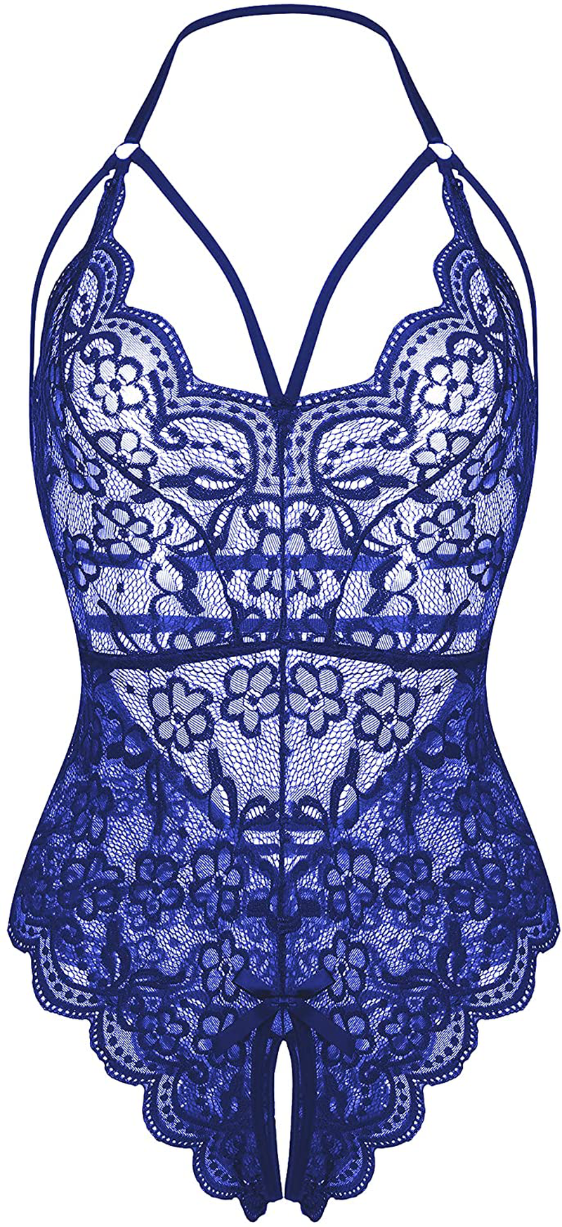 LOLLO VITA Women Lingerie Lace Bodysuit One Piece Babydoll Teddy Chemise Sleepwear Apparel & Accessories > Clothing > Underwear & Socks > Lingerie LOLLO VITA Brilliant Blue Medium 