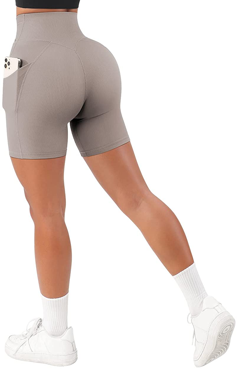 SUUKSESS Women Cross Workout Shorts with Pockets 5" High Waist Booty Biker Short Apparel & Accessories > Clothing > Shorts Kylie Max   
