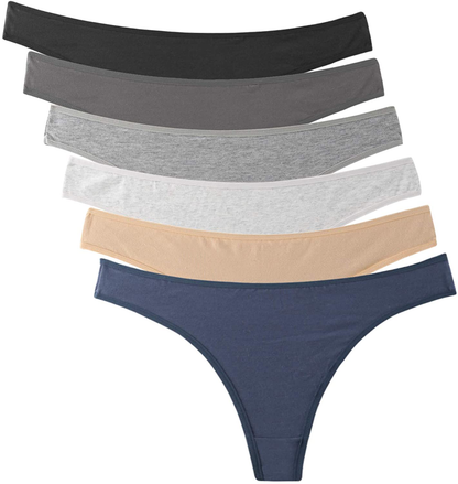 ELACUCOS 6 Pack Women's Thongs Cotton Breathable Panties Bikini Underwear Apparel & Accessories > Clothing > Underwear & Socks > Underwear ELACUCOS 6 Pack- Basics Large 