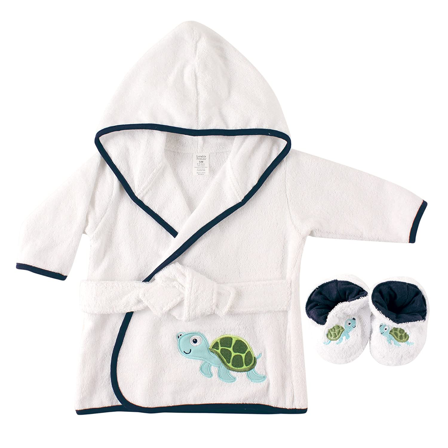 Luvable Friends Unisex Baby Cotton Terry Bathrobe, Turtle, One Size Apparel & Accessories > Clothing > Sleepwear & Loungewear > Robes Kylie Max   